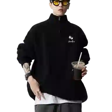 布客行 立领慵懒美式高街纯色打底保暖落肩长袖宽松休闲百搭针织衫 男女同款