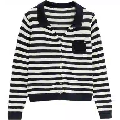 爱依服 法式成熟通勤条纹休闲风针织衫 女款