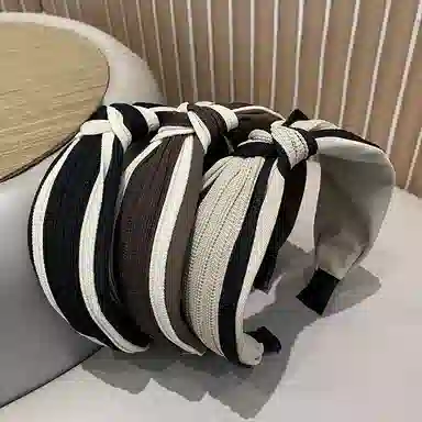 如花梦 小香风 秋冬针织宽边打结头箍高颅顶头饰 布艺 发箍 女款