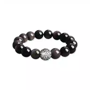 【纯银999|时来运转】 凤祥囍事 老凤祥 招财纳福吉祥如意 新中式国潮风复古潮流转运珠手饰 轻奢时尚百搭#好运 黑曜石 手串 男女同款情侣款