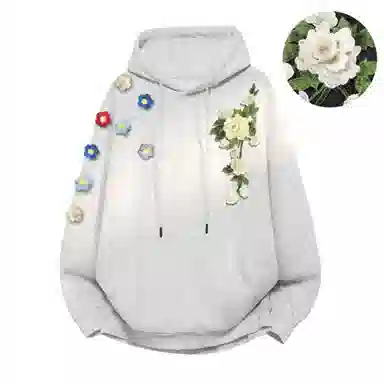 【万针立体刺绣系列】布客行 美式复古文艺风植物花卉工艺纯色基础简约百搭高级高街潮流休闲舒适学院华棉重磅长袖连帽卫衣 男女同款