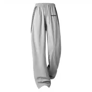 欧迪芬 轻薄长裤 简约舒适百搭时尚宽松透气美式复古设计高街潮牌条纹织带直筒阔腿针织运动裤显瘦显高休闲裤 女款