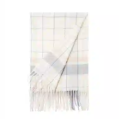 红豆 保暖格子条纹拼色时尚外搭 聚酯纤维 绒线围巾 男女同款情侣款