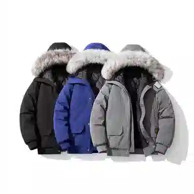 【dme】 美式大毛领连帽工装棉服外套男女冬季加厚保暖棉衣短款潮男装 男款