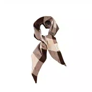 艾佳微 美拉德配色暖色调格子高级感小披肩外搭护颈围巾系领巾护脖 聚酯纤维 丝巾 男女同款情侣款