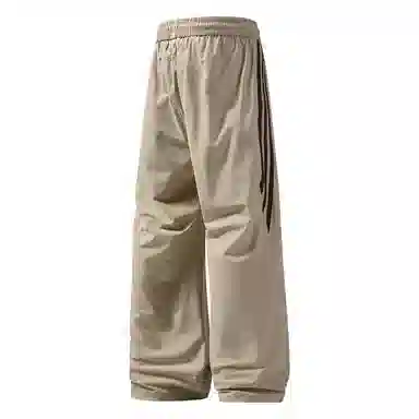 欧迪芬 轻薄长裤 简约舒适百搭时尚宽松透气美式复古设计高街潮牌条纹织带直筒阔腿针织运动裤显瘦显高休闲裤 女款