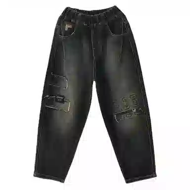 黑恐龙牛仔裤 宽松休闲时尚长裤 青少年