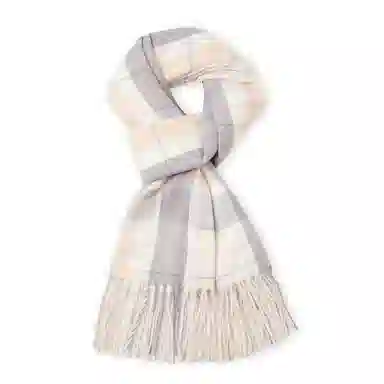 红豆 保暖格子条纹拼色时尚外搭 聚酯纤维 绒线围巾 男女同款情侣款