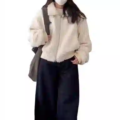 邓大喵 甜辣妹软糯舒适拉链女秋冬季百搭高领宽松休闲长袖上衣潮外套 女款