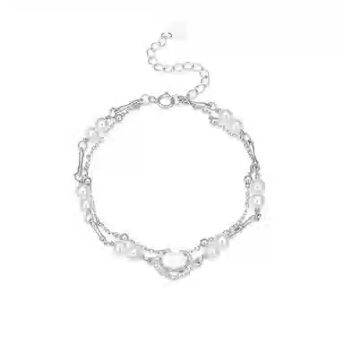 【S925纯银 双倍好运】 七七银饰 平安锁 新中式幸运学业考试上岸 平安如意双层叠戴设计 节节高升古风古装汉服优雅手饰   玉髓 手链 女款