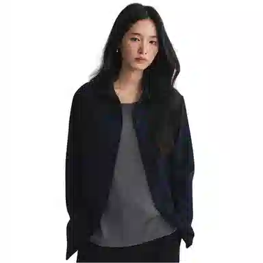 莫代尔 静奢风极简通勤风纯棉斜纹磨毛长袖衬衫 女款