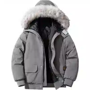 【dme】 美式大毛领连帽工装棉服外套男女冬季加厚保暖棉衣短款潮男装 男款