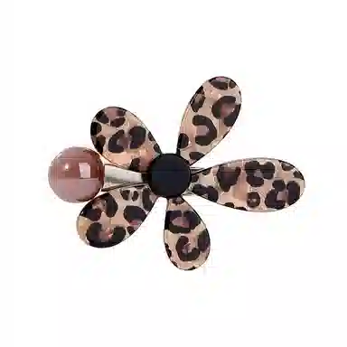 希铃 复古气质豹纹花朵珠珠 亚克力 发夹 女款
