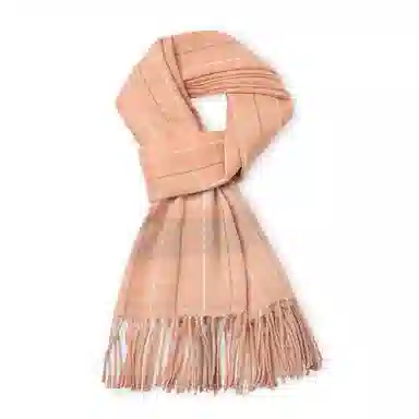 红豆 保暖格子条纹拼色时尚外搭 聚酯纤维 绒线围巾 男女同款情侣款