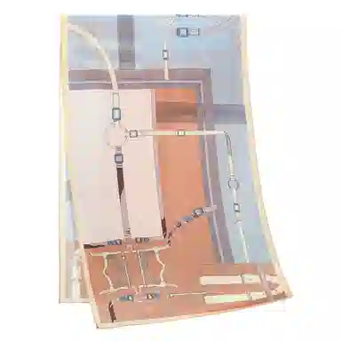 一米画纱 青春洋气丝滑优雅链条抽象图案长款披肩素绉缎出游装饰百搭长巾 桑蚕丝 丝巾 女款