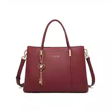 红蜻蜓 高端大气时尚潮流百搭通勤精致优雅结婚包喜庆单肩包 牛皮 斜挎手提包 女款 杏色/红色