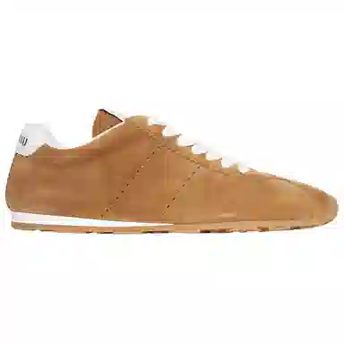 Miu Miu Plume Suede Low Sneakers Brown