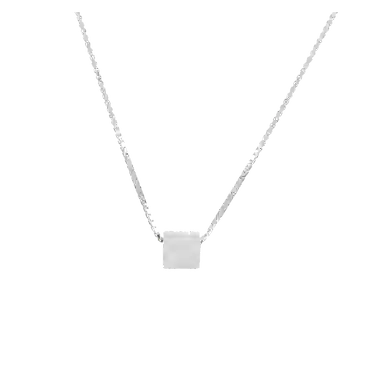 【999银方糖】 色菲尔 韩式拉丝方块锁骨链 幸运小方块简约时尚高级优雅几何个性小众设计气质日常通勤百搭可调节 银 项链 女款