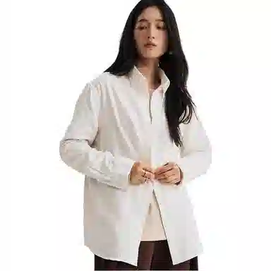 莫代尔 静奢风极简通勤风纯棉斜纹磨毛长袖衬衫 女款