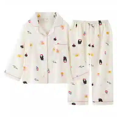 静英鸾 可爱企鹅慵懒甜美风休闲舒适家居服睡衣套装 女款