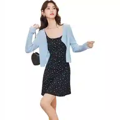 爱依服 法式小清新淑女碎花长袖连衣裙 女款