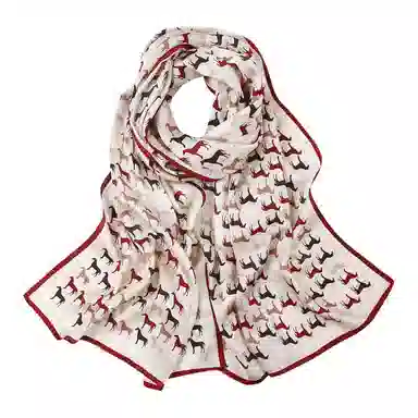 一米画纱 青春洋气丝滑优雅链条抽象图案长款披肩素绉缎出游装饰百搭长巾 桑蚕丝 丝巾 女款