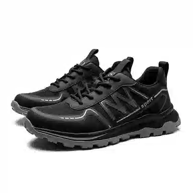 织物合成革 清爽透气时尚运动 减震防滑耐磨 低帮 生活休闲鞋 男款 黑色