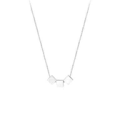 【999银方糖】 色菲尔 韩式拉丝方块锁骨链 幸运小方块简约时尚高级优雅几何个性小众设计气质日常通勤百搭可调节 银 项链 女款