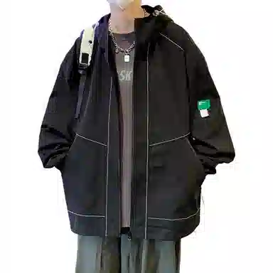 洋气先生 美式潮牌撞色拼接带帽开衫设计痞帅长袖上衣休闲舒适防风保暖耐磨日常通勤户外徒步无性别主义简约百搭连帽工装外套夹克 男女同款