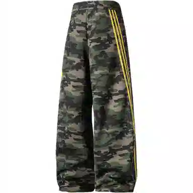 大卫贝肯 弯刀经典小众迷彩条纹微喇长裤美式高街复古品牌字母抽绳设计高级感宽松直筒显高阔腿工装休闲裤 男女同款