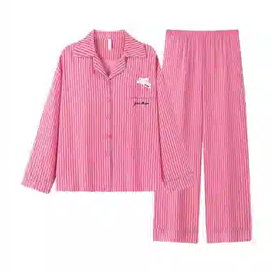 静英鸾 德绒保暖加厚翻领开衫长袖长裤可爱甜美兔子家居服冬季睡衣套装 女款