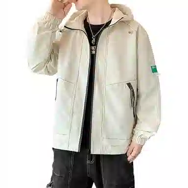 洋气先生 美式潮牌撞色拼接带帽开衫设计痞帅长袖上衣休闲舒适防风保暖耐磨日常通勤户外徒步无性别主义简约百搭连帽工装外套夹克 男女同款