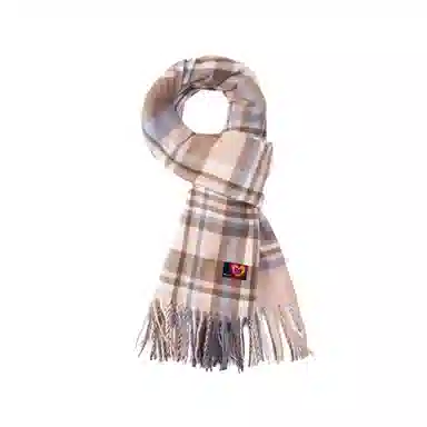 红豆 条纹拼色格子流苏百搭保暖外搭 聚酯纤维 绒线围巾 男女同款情侣款