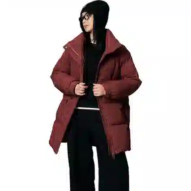 鸭鸭 冬季韩版立领中长款宽松直筒休闲时尚加厚羽绒服 女款