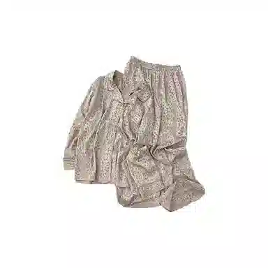 静英鸾 家居女翻领舒适可外穿豹纹长袖轻便服睡衣套装 女款