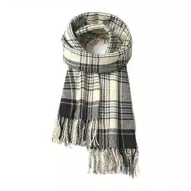 心水好物 学院风韩版简约格子出行氛围感流苏保暖 聚酯纤维 绒线围巾 男女同款情侣款