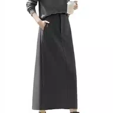 佐塞斯 纯色宽松适中高腰休闲长裙 女款