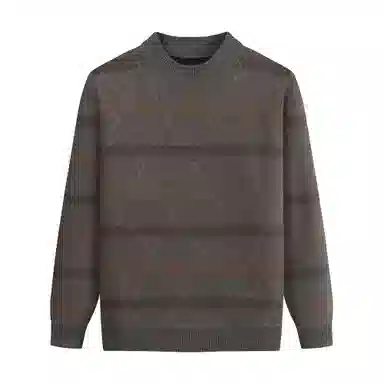 男装秋冬圆领半高领菱格拼色复古保暖时尚百搭针织上衣毛衣 男款