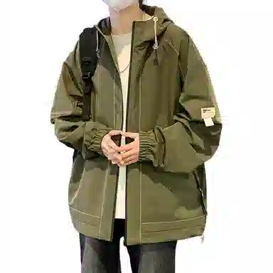 洋气先生 美式潮牌撞色拼接带帽开衫设计痞帅长袖上衣休闲舒适防风保暖耐磨日常通勤户外徒步无性别主义简约百搭连帽工装外套夹克 男女同款