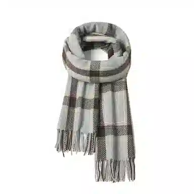 心水好物 高级感韩系小清新百搭黑白格纹柔软保暖加厚披肩围脖 礼盒装 聚酯纤维 绒线围巾 男女同款情侣款