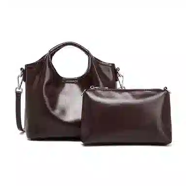 红蜻蜓 小众含内袋潮新时尚高级感单肩斜挎包 牛皮 手提包 女款 咖啡色