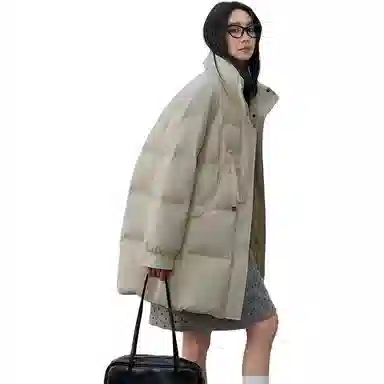 鸭鸭 冬季韩版立领中长款宽松直筒休闲时尚加厚羽绒服 女款
