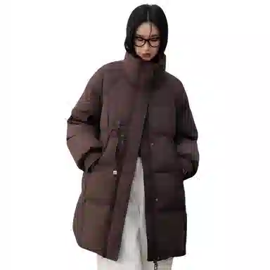 鸭鸭 冬季韩版立领中长款宽松直筒休闲时尚加厚羽绒服 女款