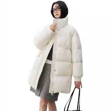 鸭鸭 冬季韩版立领中长款宽松直筒休闲时尚加厚羽绒服 女款