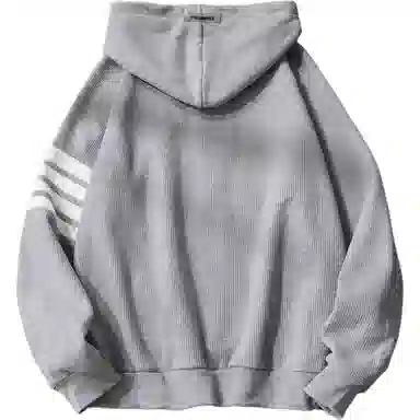 乱步 美式复古连帽华夫格开衫 拉链卫衣秋冬四条杠外套情侣装 男女同款