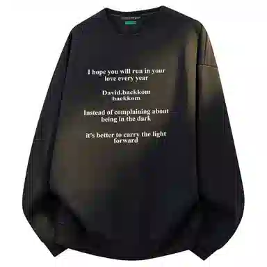 大卫贝肯 美式潮牌重磅纯色曼巴棉文章字母印花设计宽松舒适日常通勤百搭长袖圆领卫衣 男女同款