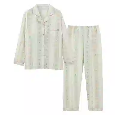 静英鸾 秋季翻领植物花卉甜美风休闲舒适家居服睡衣套装 女款