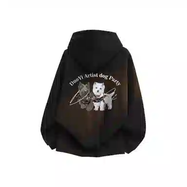 Duoyi Retro Dog Print Hoodie