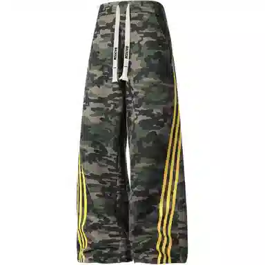 大卫贝肯 弯刀经典小众迷彩条纹微喇长裤美式高街复古品牌字母抽绳设计高级感宽松直筒显高阔腿工装休闲裤 男女同款