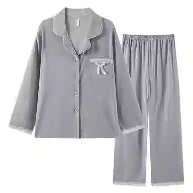 静英鸾 德绒保暖加厚长袖长裤翻领开衫纯色简约舒适家居服冬季睡衣套装 女款